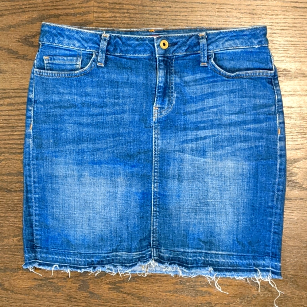 Like New Tommy Hilfiger Denim Skirt with Frayed Hem